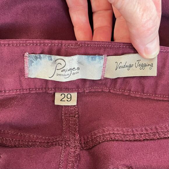 Revolve Paige Burgundy Maroon Denim Low Rise Skinny Stretch Jegging Jean Pant 29 - Picture 4 of 15